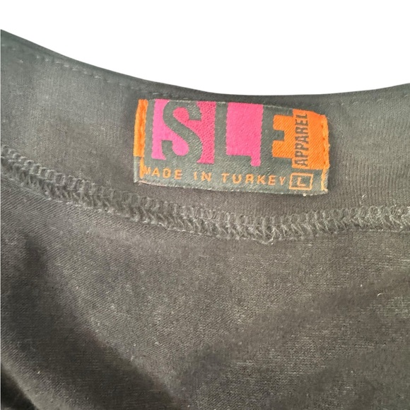 ISLE Apparel Black Tiered Ruffle Long Sleeve Dress L | Soft Stretch Knit Mini M9 - Picture 5 of 7